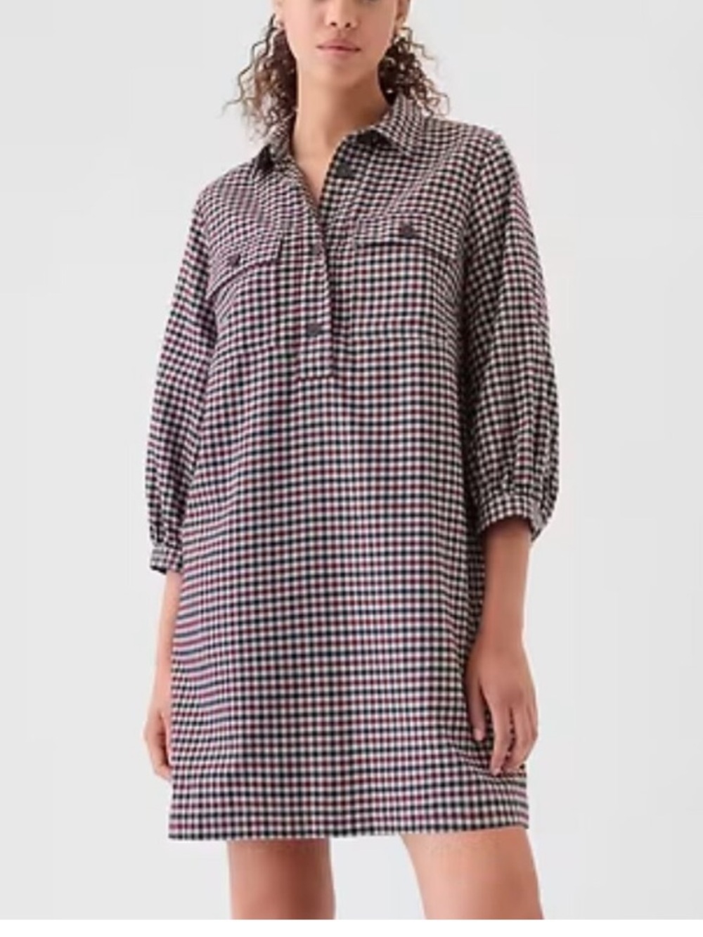 GAP Red and Blue Checked Button-Down Dress